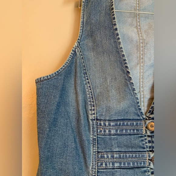 Chico’s Platinum Denim Vest button front jean size 1 - Picture 3 of 9